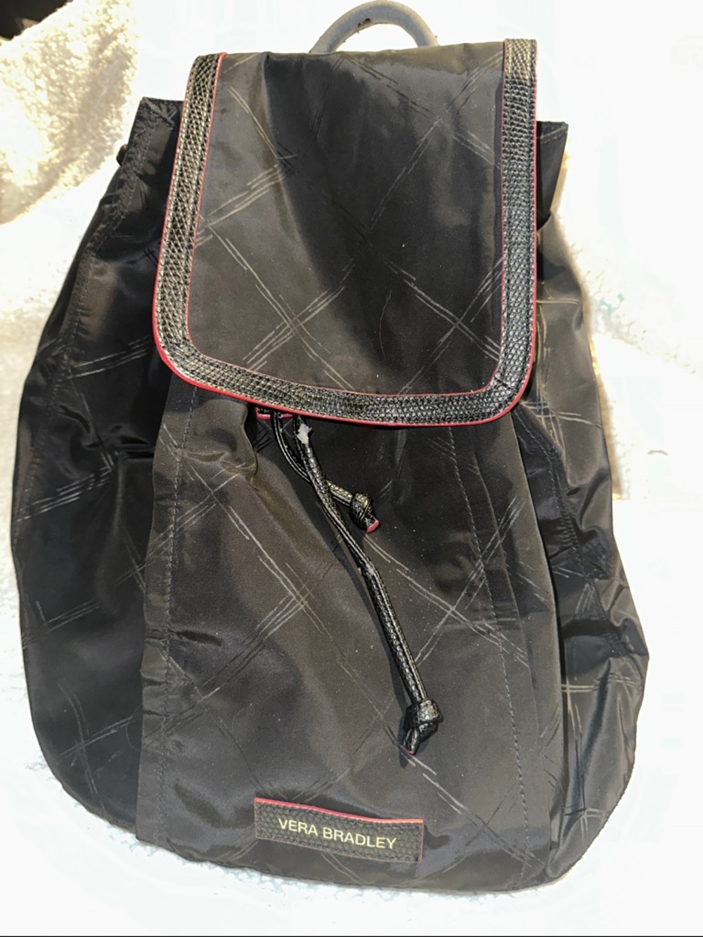 Vera Bradley Black Backpack with Red Trim Accents